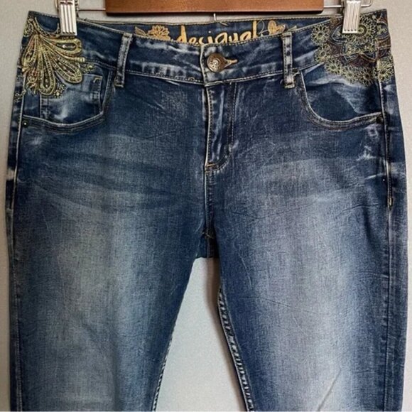 Rare Desigual Exotic Denim Jeans Women's Size 28 - Picture 9 of 12